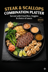 STEAK & SCALLOPS COMBINATION PLATTER